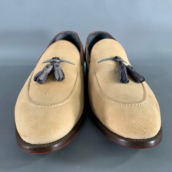 KLEIN EPSTEIN & PARKER Size 13.5 Brown Khaki Suede Tassels Loafers main image 4